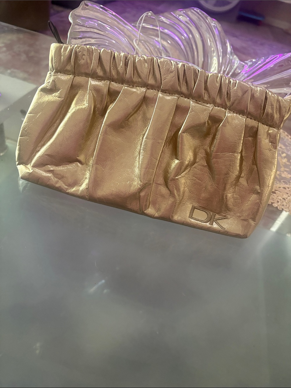 Donna Karan Holiday Gold Travel Cosmetic bag/evening clutch